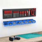 Wall-Mounted Storage Bins with Metal Tracks - Blue