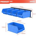 Wall-Mounted Storage Bins with Metal Tracks - Blue