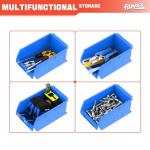 Wall-Mounted Storage Bins with Metal Tracks - Blue