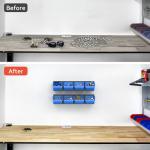 Wall-Mounted Storage Bins with Metal Tracks - Blue