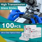 100 Premium Blank Microscope Slides and Coverslips