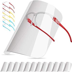 Face Shields Set with 12 Anti-Fog Shields & Glasses