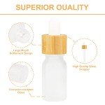 4 Pack Frosted Glass Dropper Bottles with Bamboo Lids