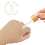 4 Pack Frosted Glass Dropper Bottles with Bamboo Lids