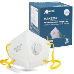 LotFancy NIOSH N95 Masks with Breathing Valve - 10 Pack