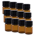 12 Pack Mini Amber Glass Vial Bottles - 1ml