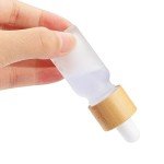 4 Pack Frosted Glass Dropper Bottles with Bamboo Lids