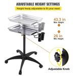 Height Adjustable Stainless Steel Mayo Stand Tray