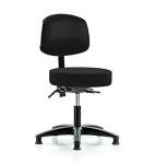 Height Adjustable Doctor's Stool with Back - Black