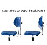Deluxe Adjustable Polyurethane Lab Stool Chair - Blue