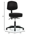 Height Adjustable Doctor's Stool with Back - Black