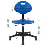 Deluxe Adjustable Polyurethane Lab Stool Chair - Blue