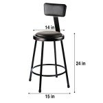 Black Vinyl Padded Stools with Backrest - 2 Pack