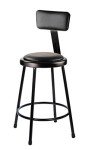 Black Vinyl Padded Stools with Backrest - 2 Pack