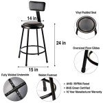 Black Vinyl Padded Stools with Backrest - 2 Pack