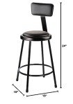 Black Vinyl Padded Stools with Backrest - 2 Pack