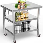 YITAHOME 30" Stainless Steel Work Table with Wheels