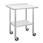 HALLY Stainless Steel Prep Table with Wheels 24x30