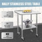 HALLY Stainless Steel Prep Table with Wheels 24x30