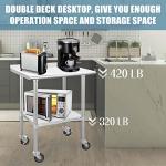 HALLY Stainless Steel Prep Table with Wheels 24x30