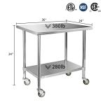 Stainless Steel Prep Table with Wheels 24x36 Inches