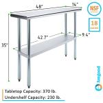 Stainless Steel Work Table with Undershelf - 14"x48