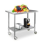 Stainless Steel Prep Table with Wheels 24x36 Inches