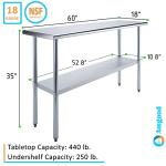 Stainless Steel Work Table with Undershelf - 60"x18