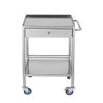 2-Layer Rolling Trolley Cart with Lockable Wheels
