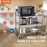 VEVOR 3-Tier Rolling Utility Cart with Brake Wheels