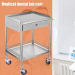 2-Layer Rolling Trolley Cart with Lockable Wheels