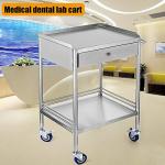 2-Layer Rolling Trolley Cart with Lockable Wheels