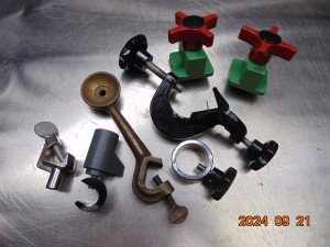 Set of 7 Laboratory Clamps and Accessories
