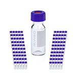 Clear 2 ml HPLC Vial with Blue Cap, 100 Pack