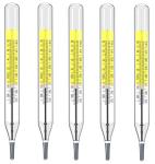 5-Pack Mercury-Free Dual Scale Glass Thermometers