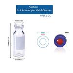 Clear 2 ml HPLC Vial with Blue Cap, 100 Pack