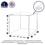 8 Inch Clear Acrylic Display Box - Open Side