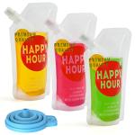 6 Pack Reusable Plastic Drink Pouches with Funnel
