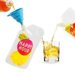 6 Pack Reusable Plastic Drink Pouches with Funnel