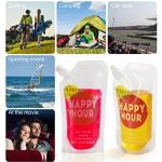 6 Pack Reusable Plastic Drink Pouches with Funnel