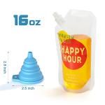 6 Pack Reusable Plastic Drink Pouches with Funnel