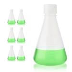 Plastic Erlenmeyer Flask Set with Screw Caps, 6pcs