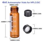 ESHATO 100 Pack 4ML Amber Autosampler Vials