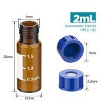 Autosampler Vials 2ml with Blue Screw Caps, 100pcs