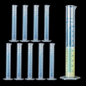 10-Pack 100ml Transparent Graduated Measuring Cylinders