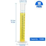 10-Pack 100ml Transparent Graduated Measuring Cylinders
