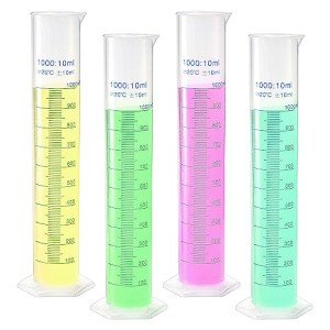 4 Pack 1000ml Plastic Graduated Measure Cylinders