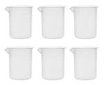 EISCO 250ml Plastic Beakers, 6-Pack with Tapered Spout