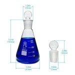HUAOU 250ml Glass Erlenmeyer Flask Set, 3 Pack