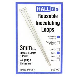 Hall Bio 3mm x 100mm Nichrome Inoculating Loops - 3 Pack